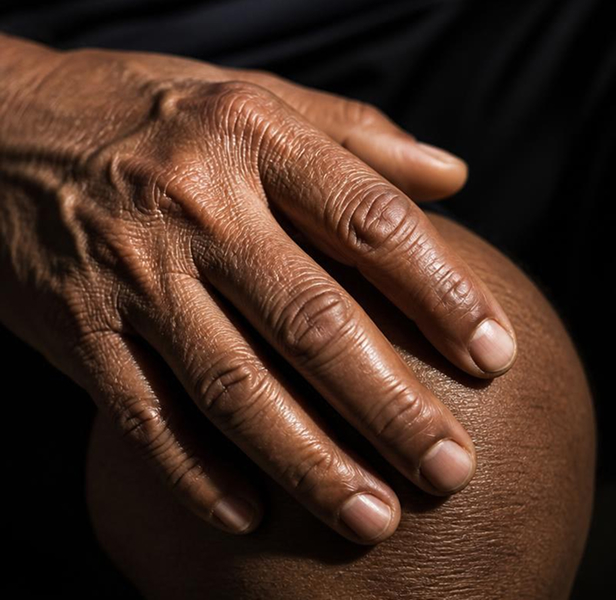Hand resting on healthy skin