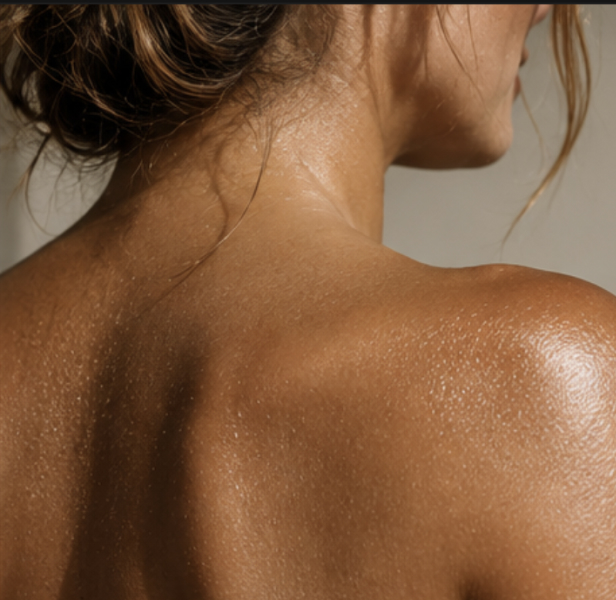 Healthy hydrated back and shoulder skin